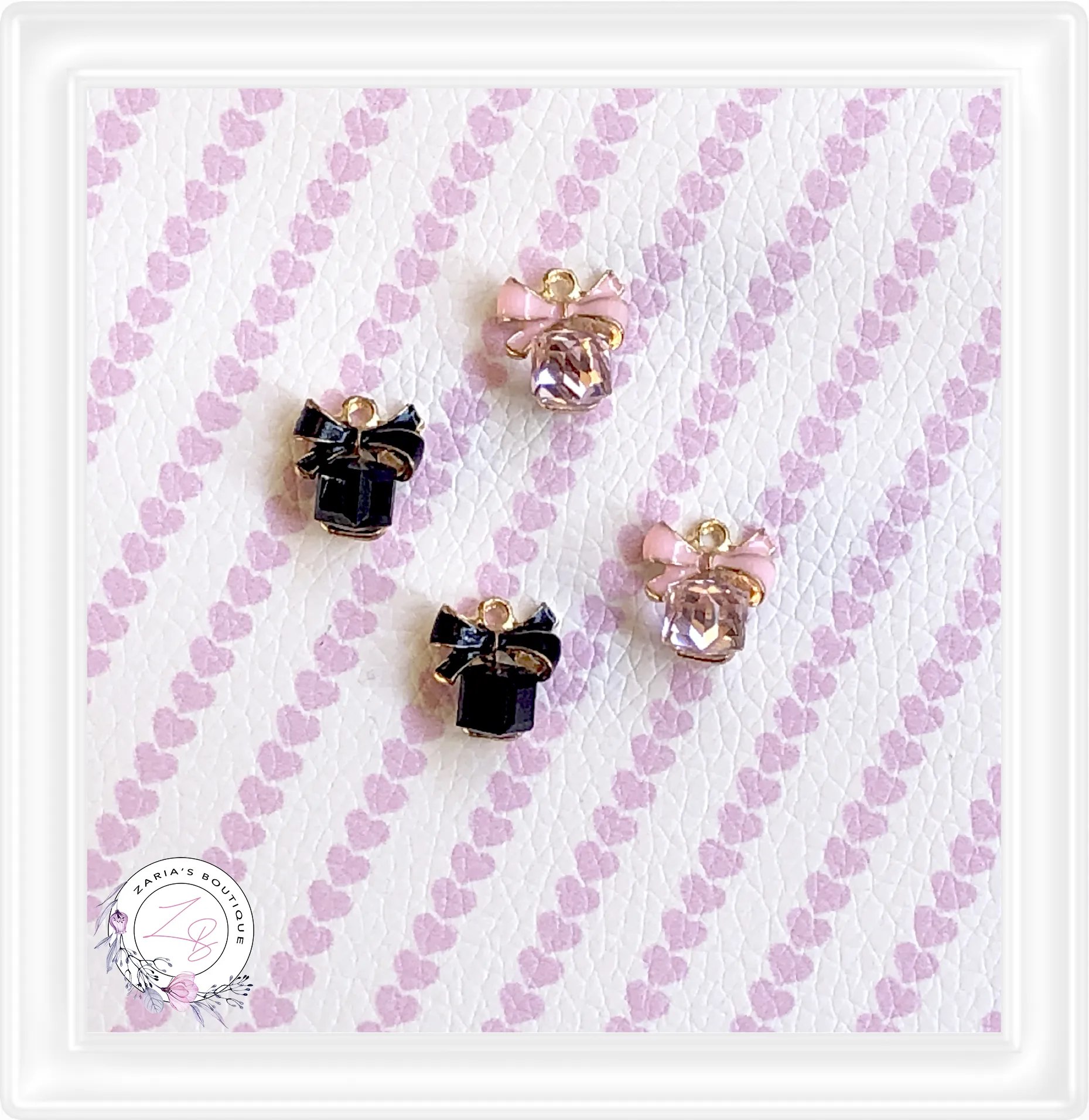 ⋅ Parisian Bows ⋅ Striped Custom Printed Premium Vegan Faux Leather
