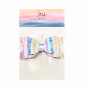 Pastel Rainbow Plaid Hair Bow