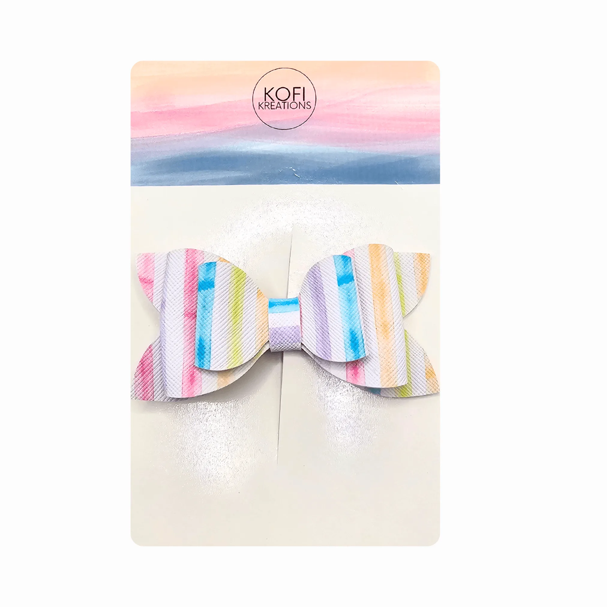 Pastel Rainbow Plaid Hair Bow