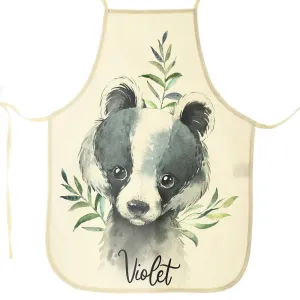 Personalised Canvas Apron with Badger Leaves and Name Design