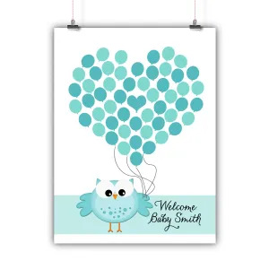 Personalized Baby Shower Guest Book Alternative - Blue Owl