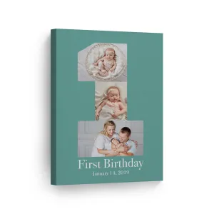 Personalized Gift Wall Art Custom Photo Collage Nursery First Birthday Custom Text and Date