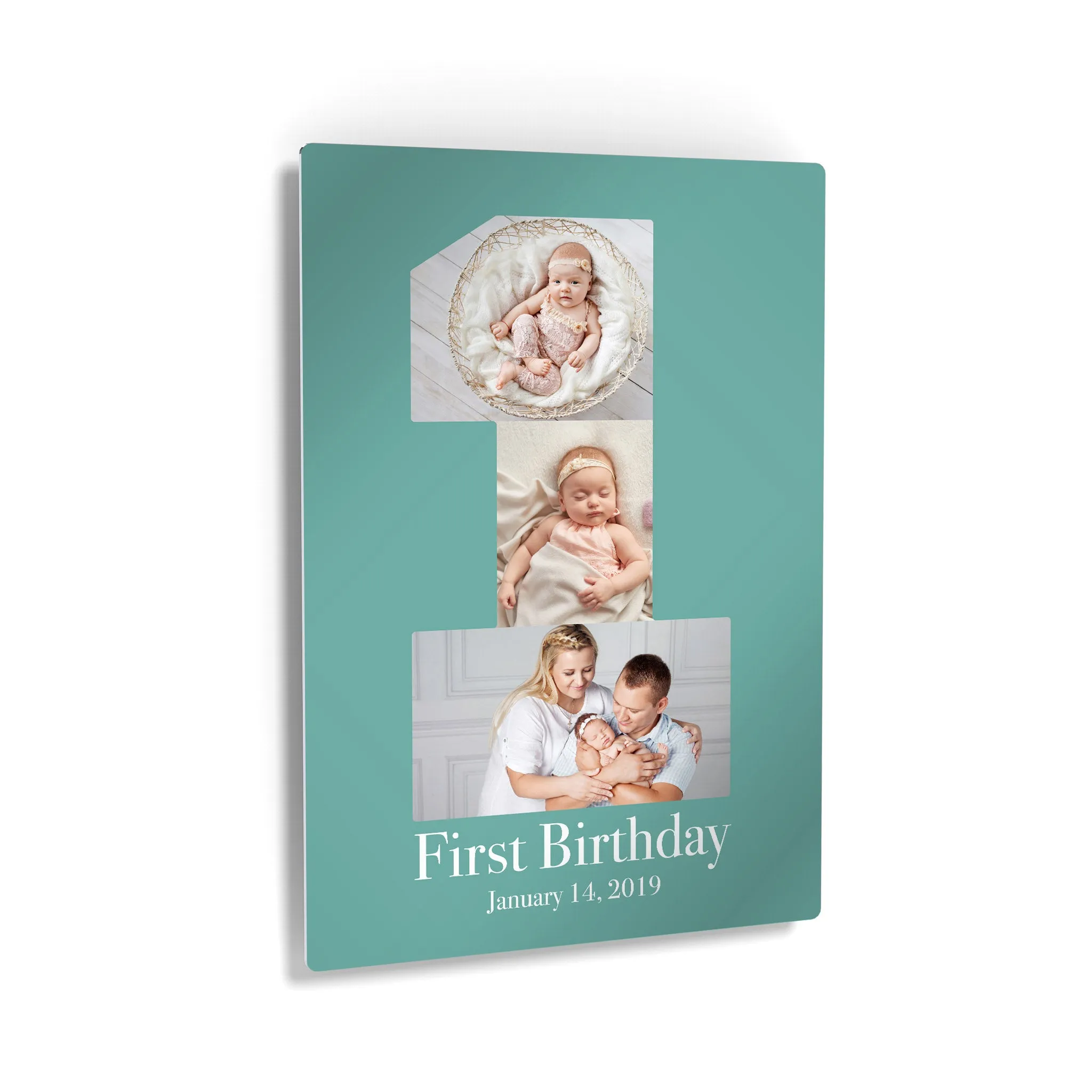 Personalized Gift Wall Art Custom Photo Collage Nursery First Birthday Custom Text and Date