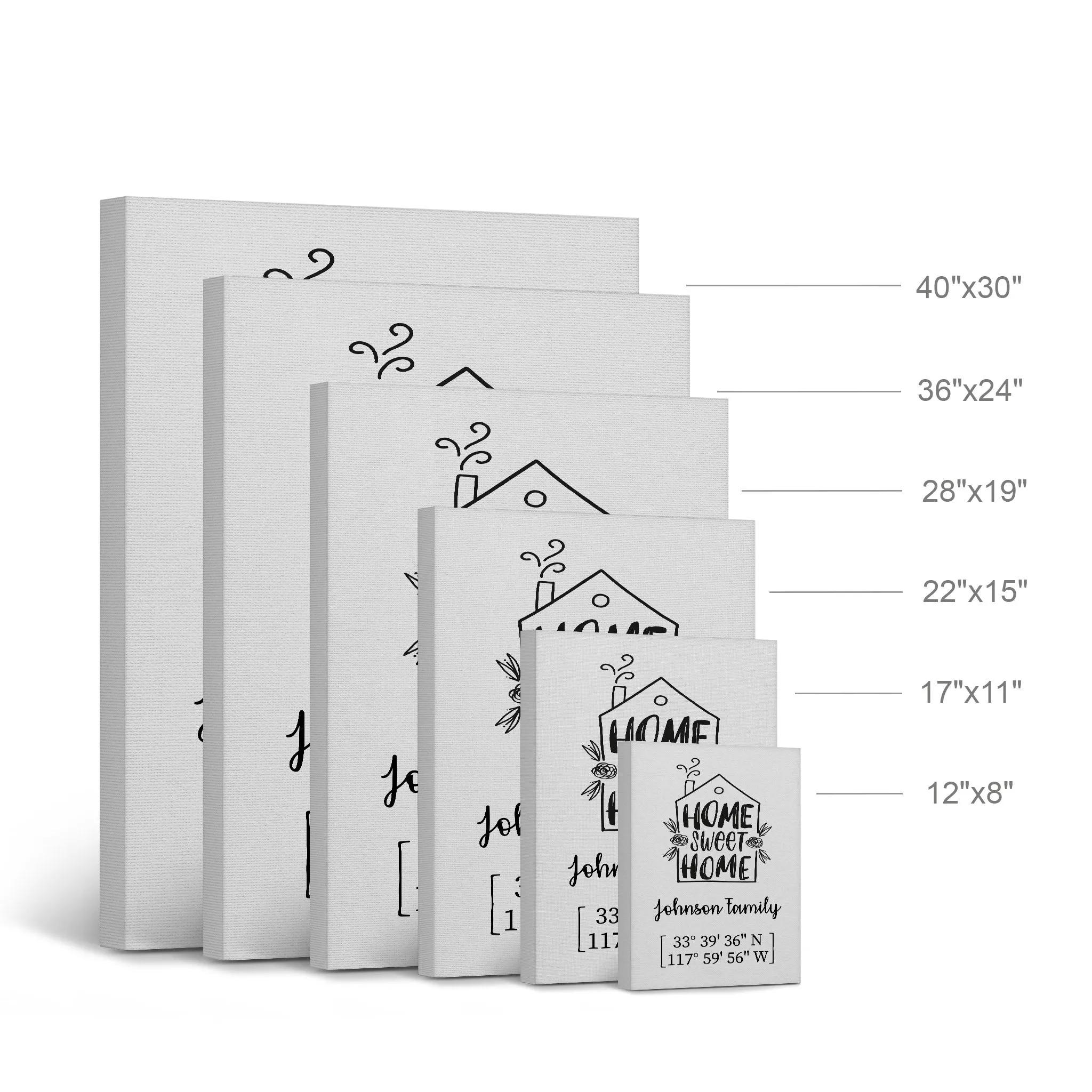 Personalized Gift Wall Art with Family Name and Coordinates Home Sweet Home Design