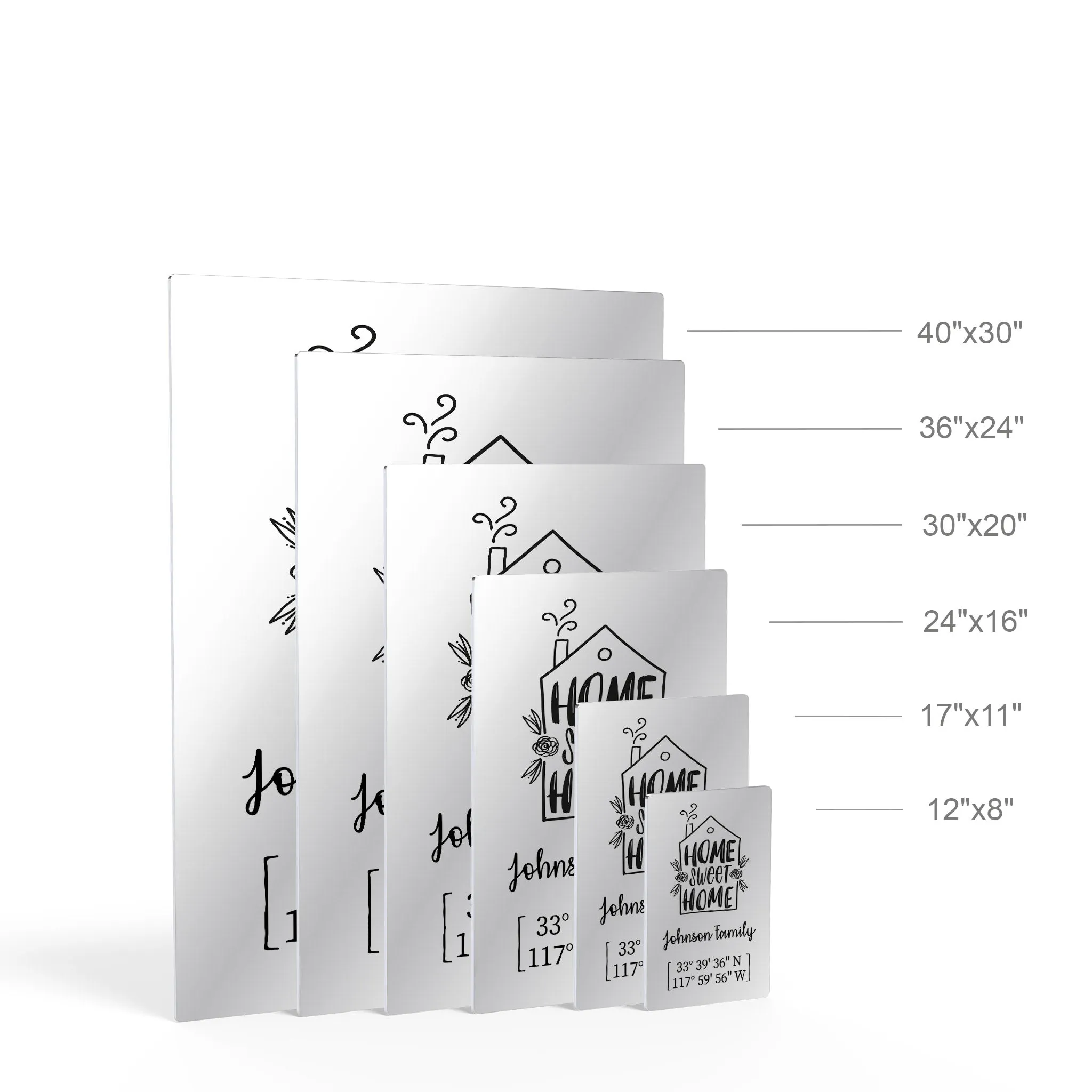 Personalized Gift Wall Art with Family Name and Coordinates Home Sweet Home Design