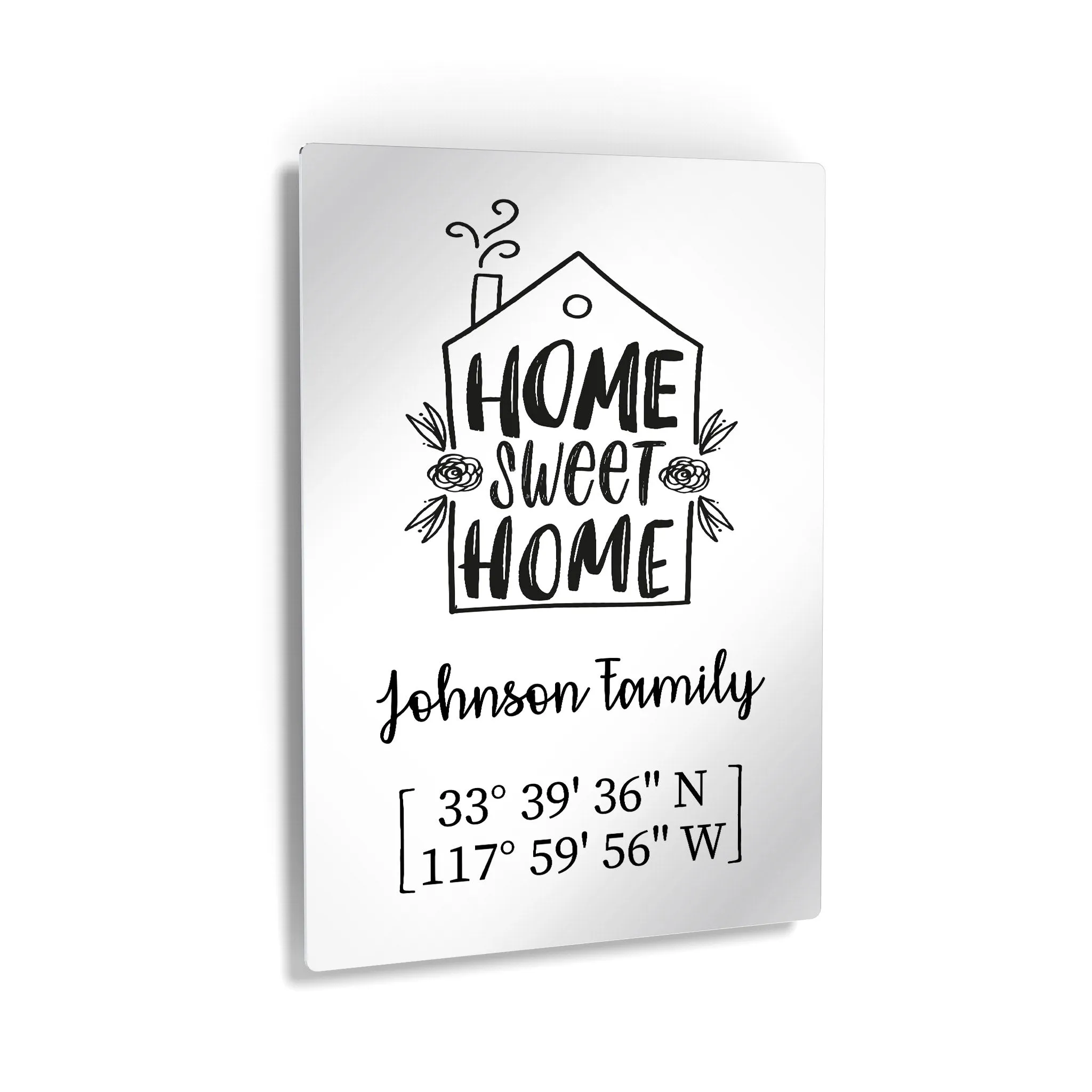 Personalized Gift Wall Art with Family Name and Coordinates Home Sweet Home Design