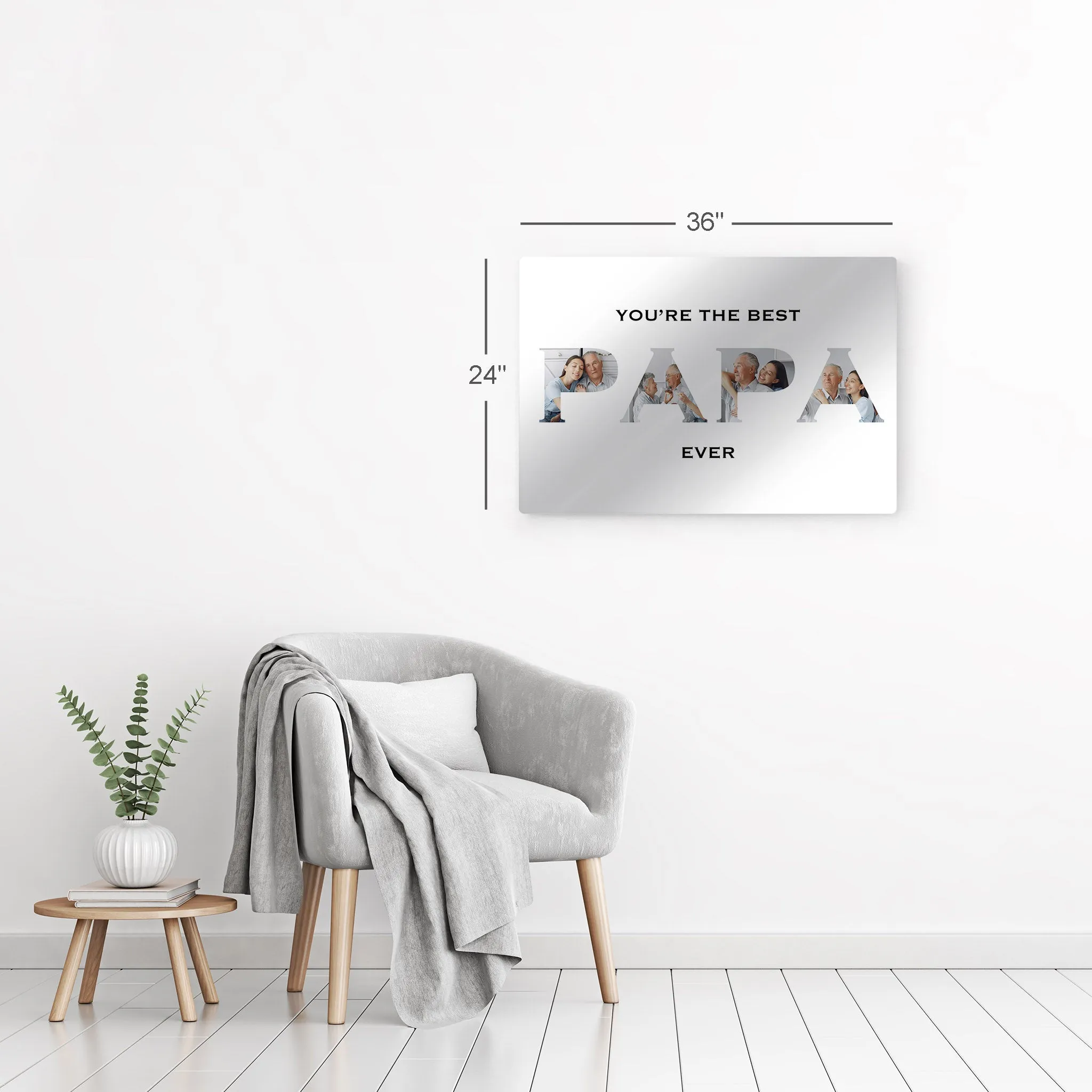 Personalized Grandfather Gift Wall Art Custom Photo Collage PAPA Letter Shape You are the Best PAPA