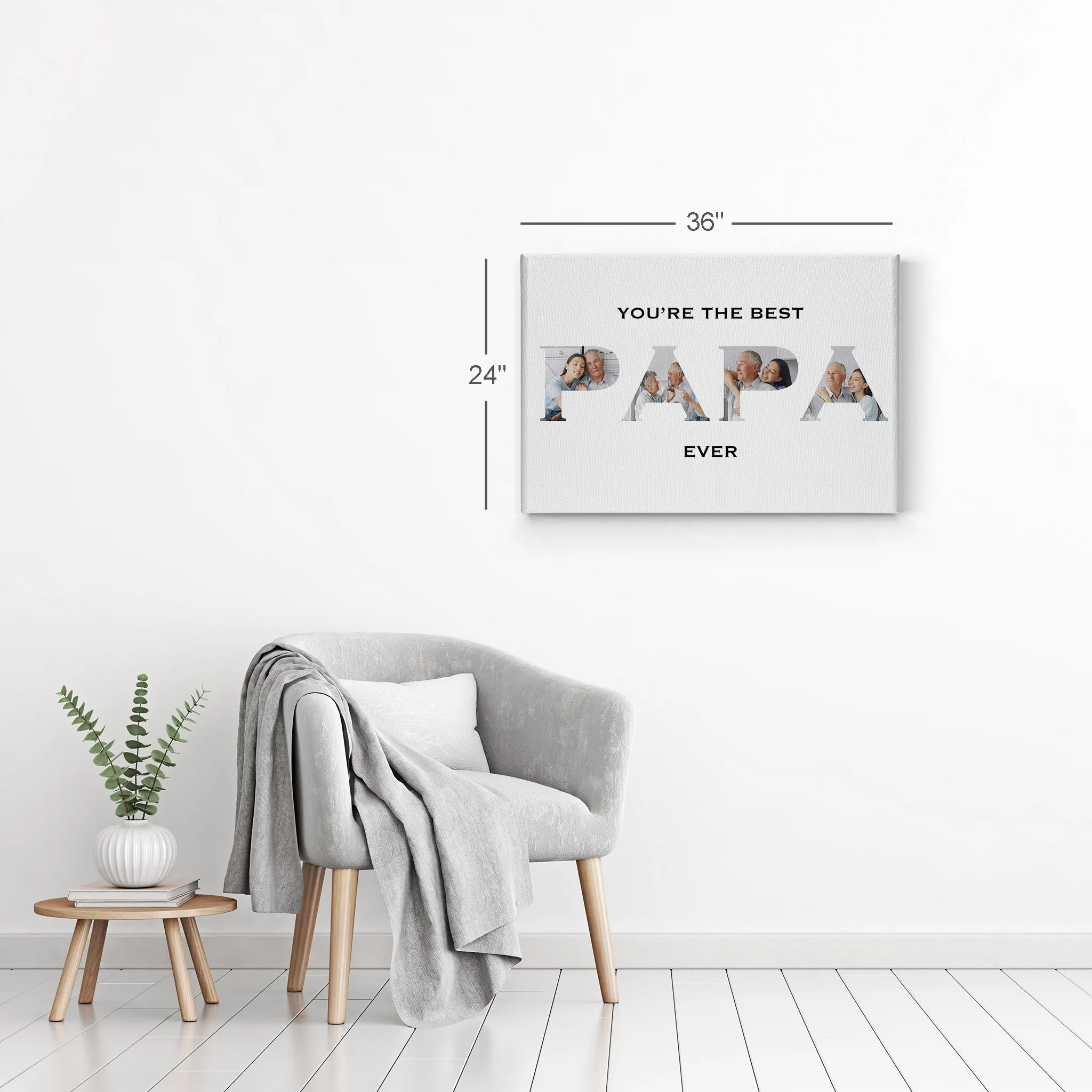 Personalized Grandfather Gift Wall Art Custom Photo Collage PAPA Letter Shape You are the Best PAPA