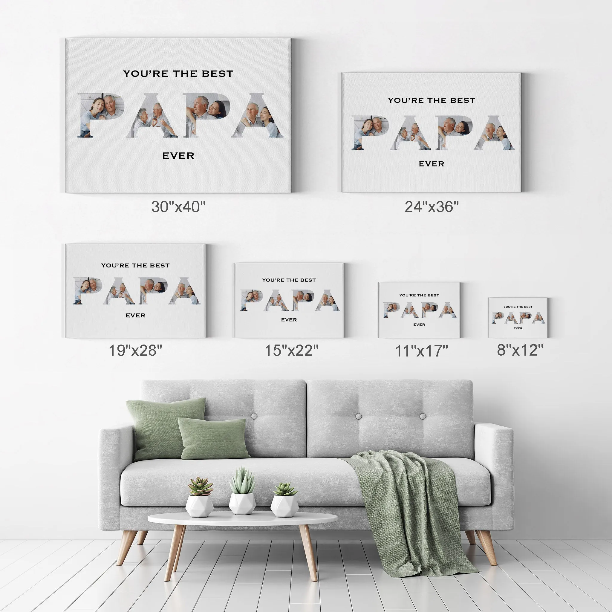 Personalized Grandfather Gift Wall Art Custom Photo Collage PAPA Letter Shape You are the Best PAPA