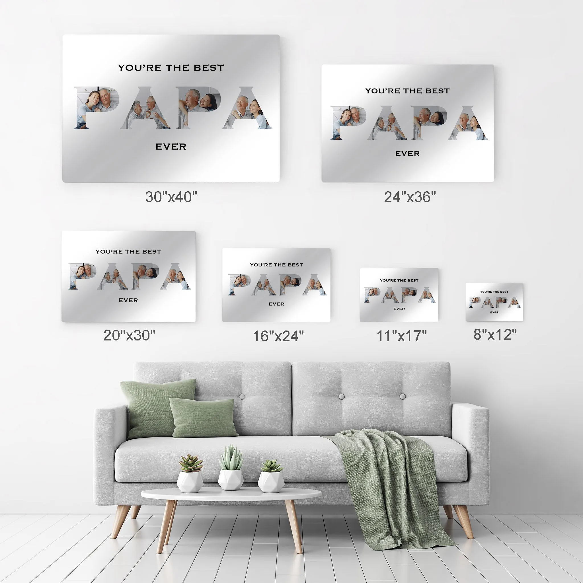 Personalized Grandfather Gift Wall Art Custom Photo Collage PAPA Letter Shape You are the Best PAPA