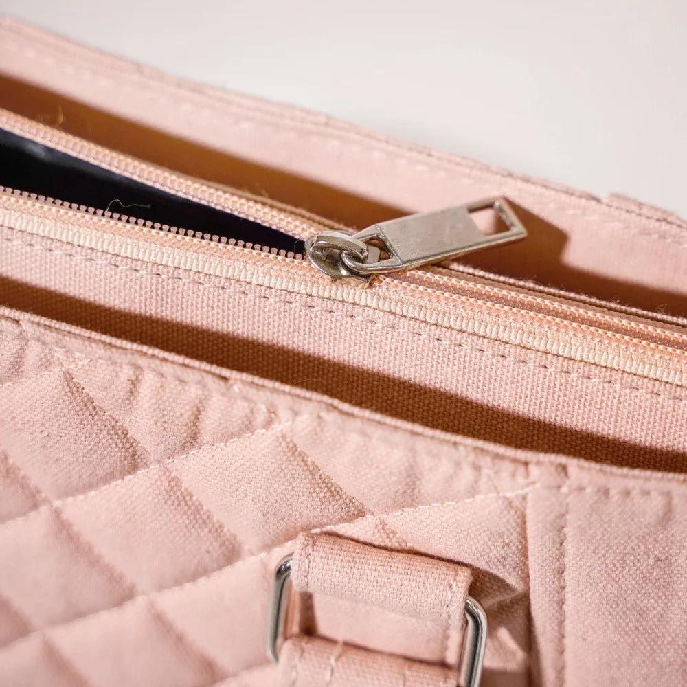 Pink Canvas Quilted Tote Bag