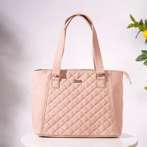 Pink Canvas Quilted Tote Bag