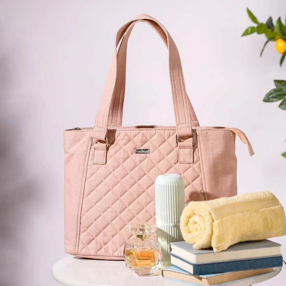 Pink Canvas Quilted Tote Bag