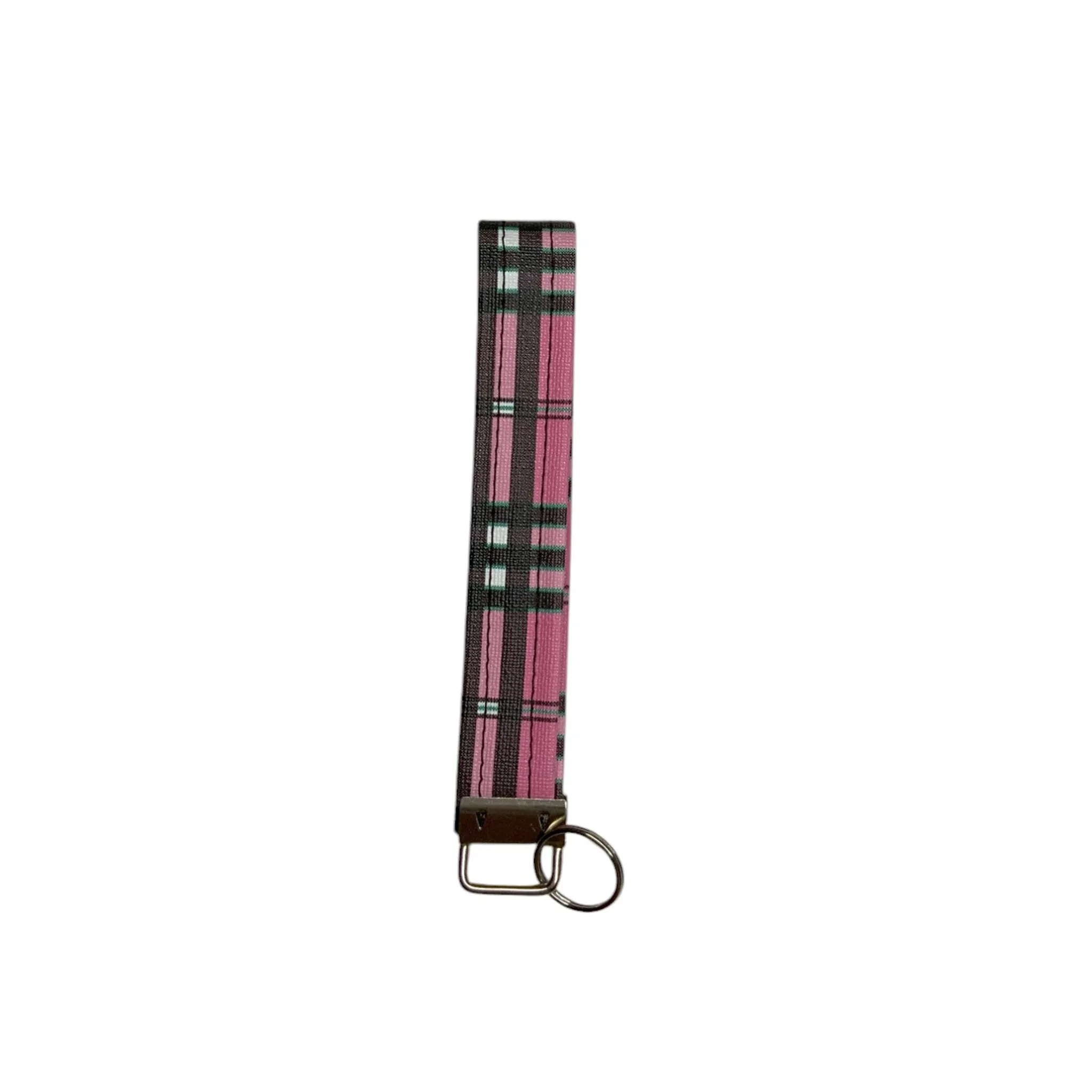 Pink Plaid Key Fob