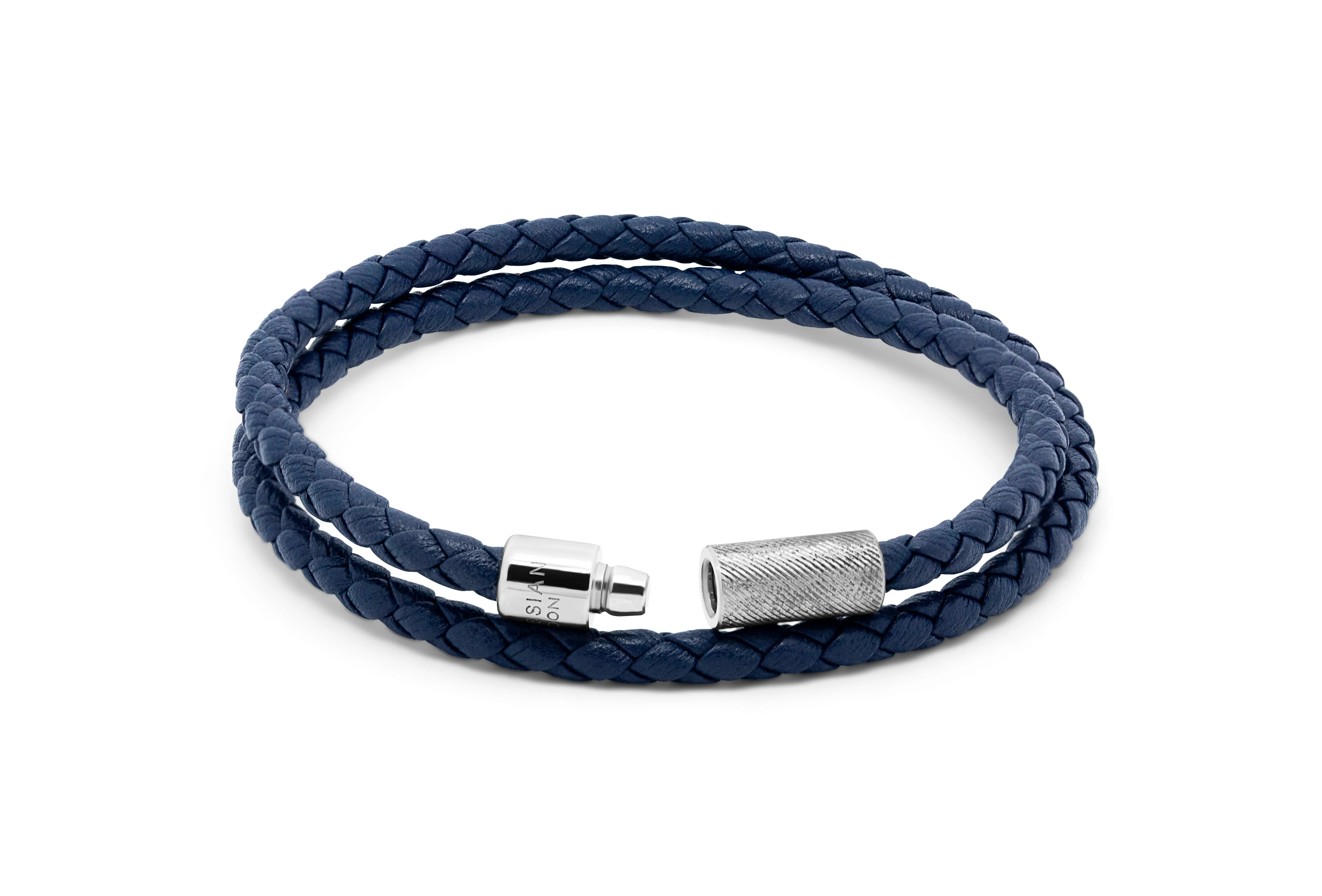 Pop Rigato bracelet in double wrap Italian leather with sterling silver