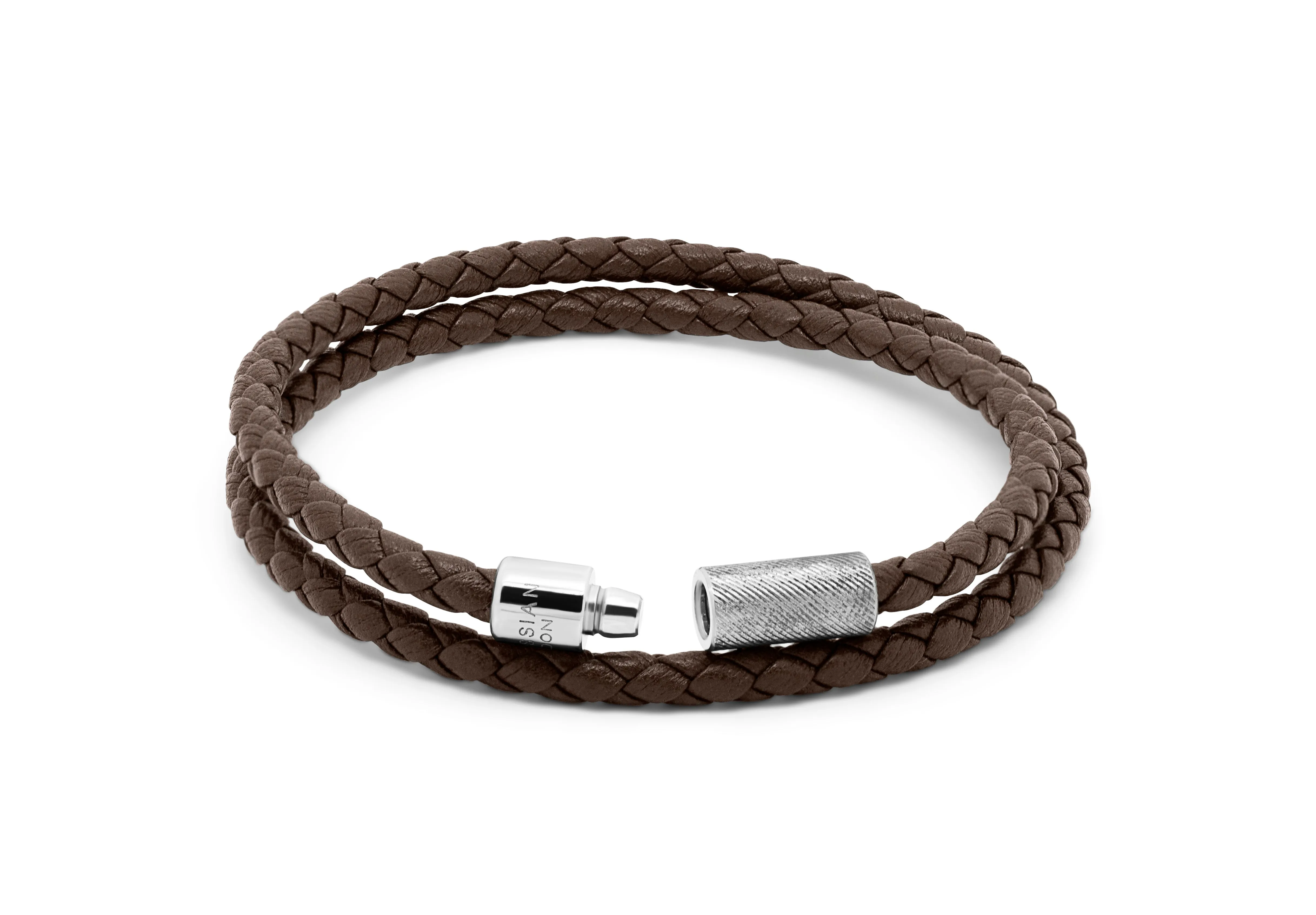 Pop Rigato bracelet in double wrap Italian leather with sterling silver