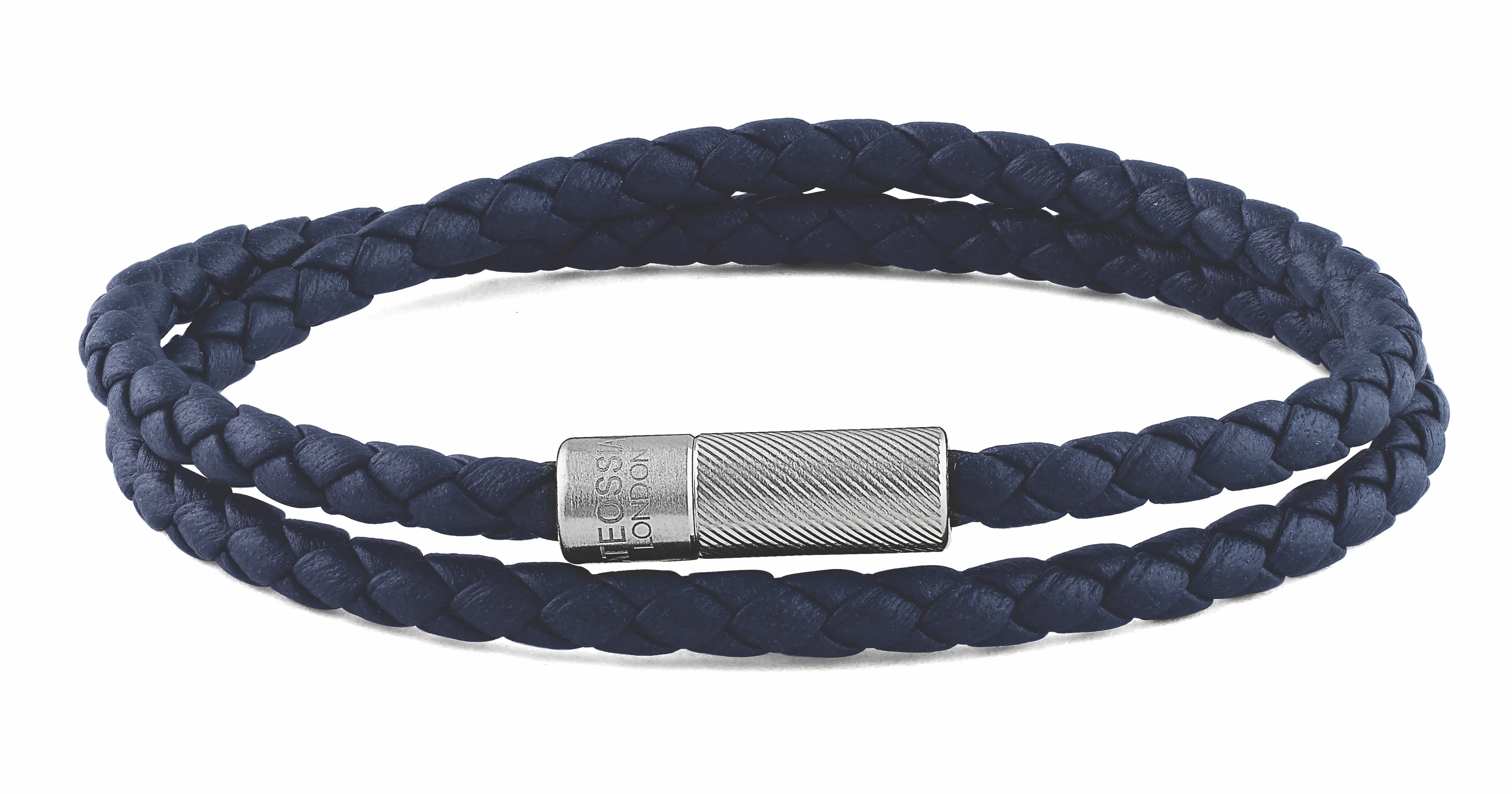 Pop Rigato bracelet in double wrap Italian leather with sterling silver