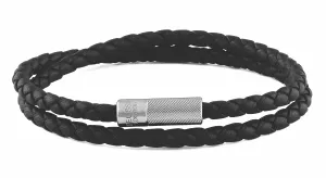Pop Rigato bracelet in double wrap Italian leather with sterling silver