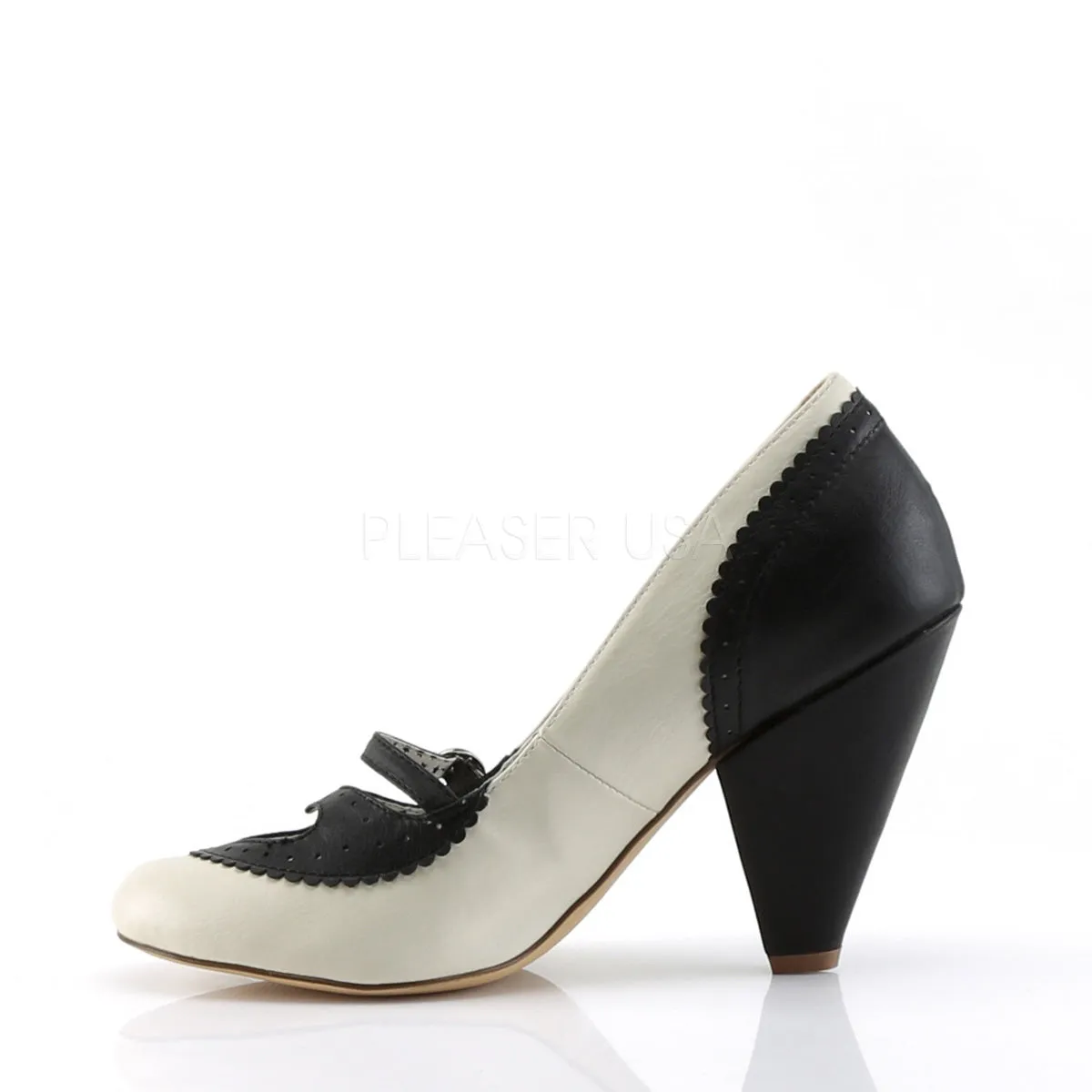POPPY-18  Black-Cream Faux Leather