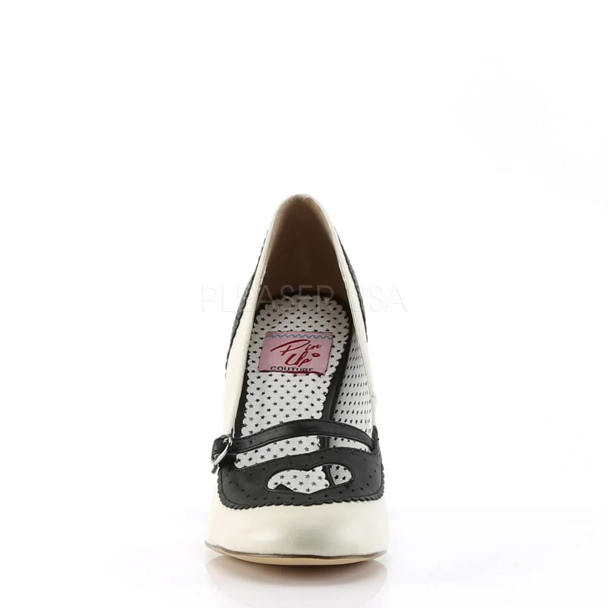 POPPY-18  Black-Cream Faux Leather