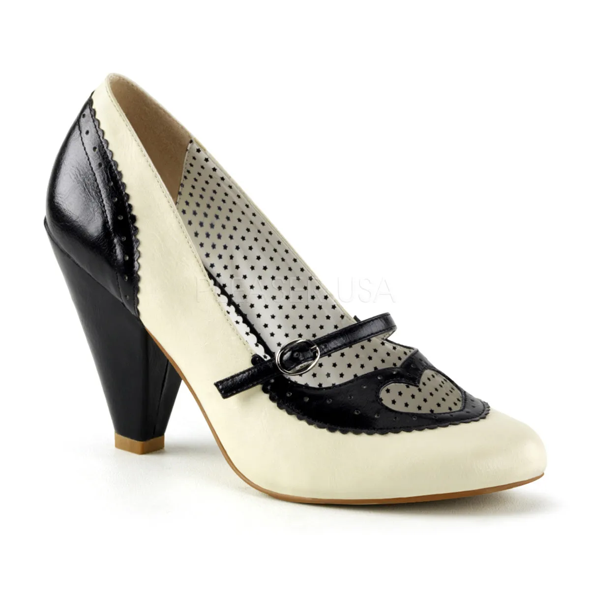 POPPY-18  Black-Cream Faux Leather