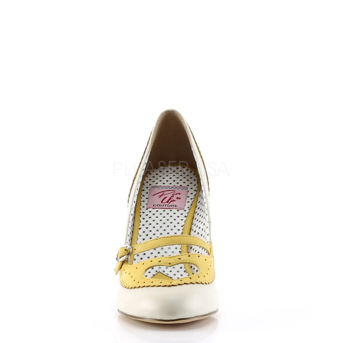 POPPY-18  Yellow-Cream Faux Leather