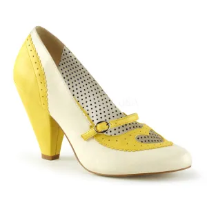 POPPY-18  Yellow-Cream Faux Leather