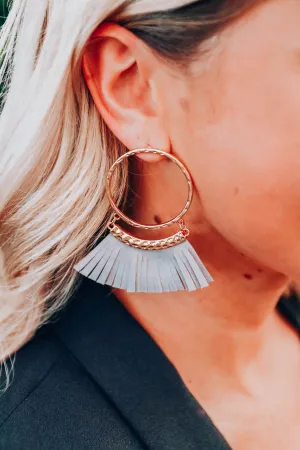 Poppy Fringe Earrings - Grey