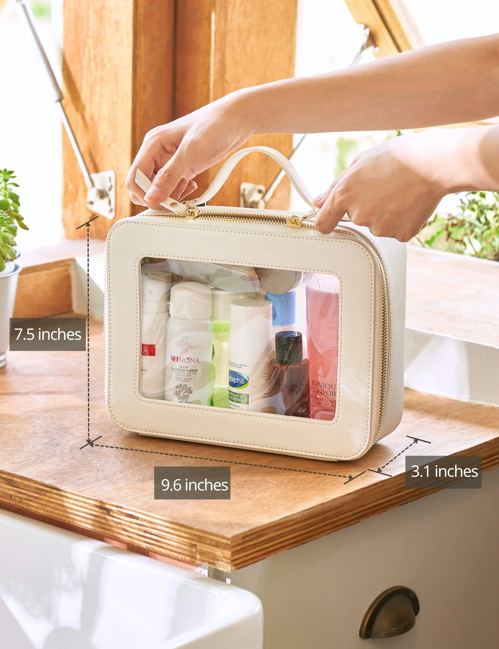 Popvibe Clear Makeup Bag, Large, White