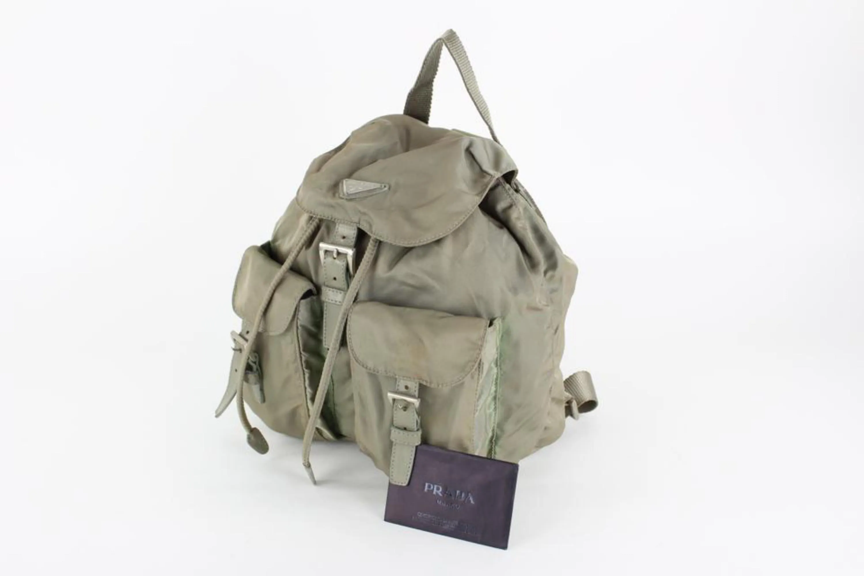 Prada Grey Tessuto Nylon Twin Pocket Backpack 1P826