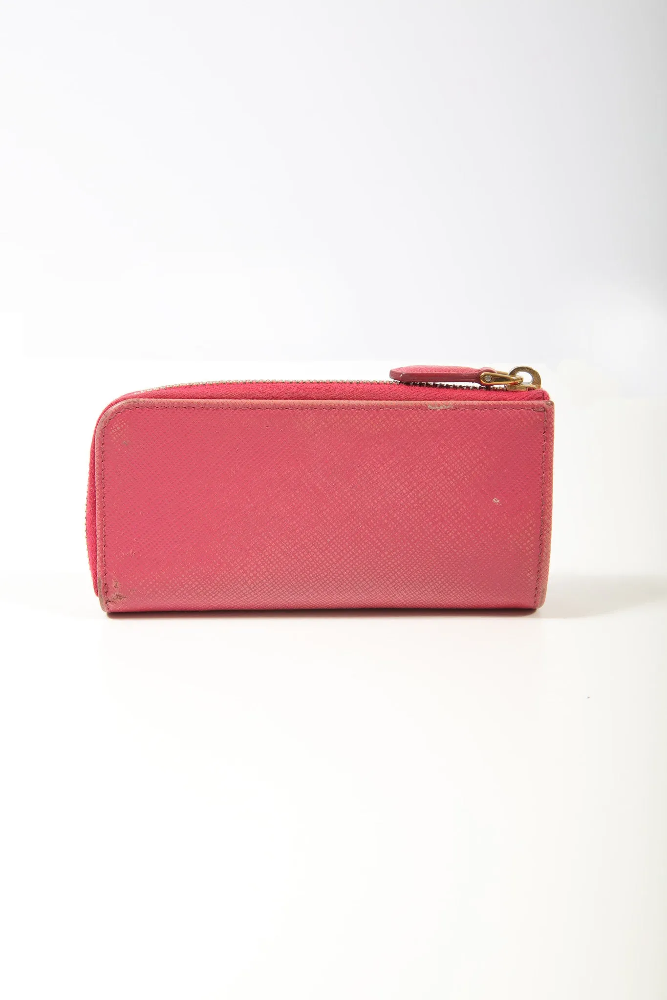 Prada Peonia Pink Saffiano Leather Pouch Key Chain