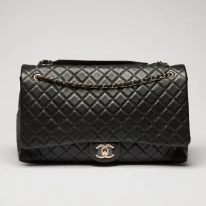 Pre-Loved Chanel™ Black Grained Leather XXL Flap Bag