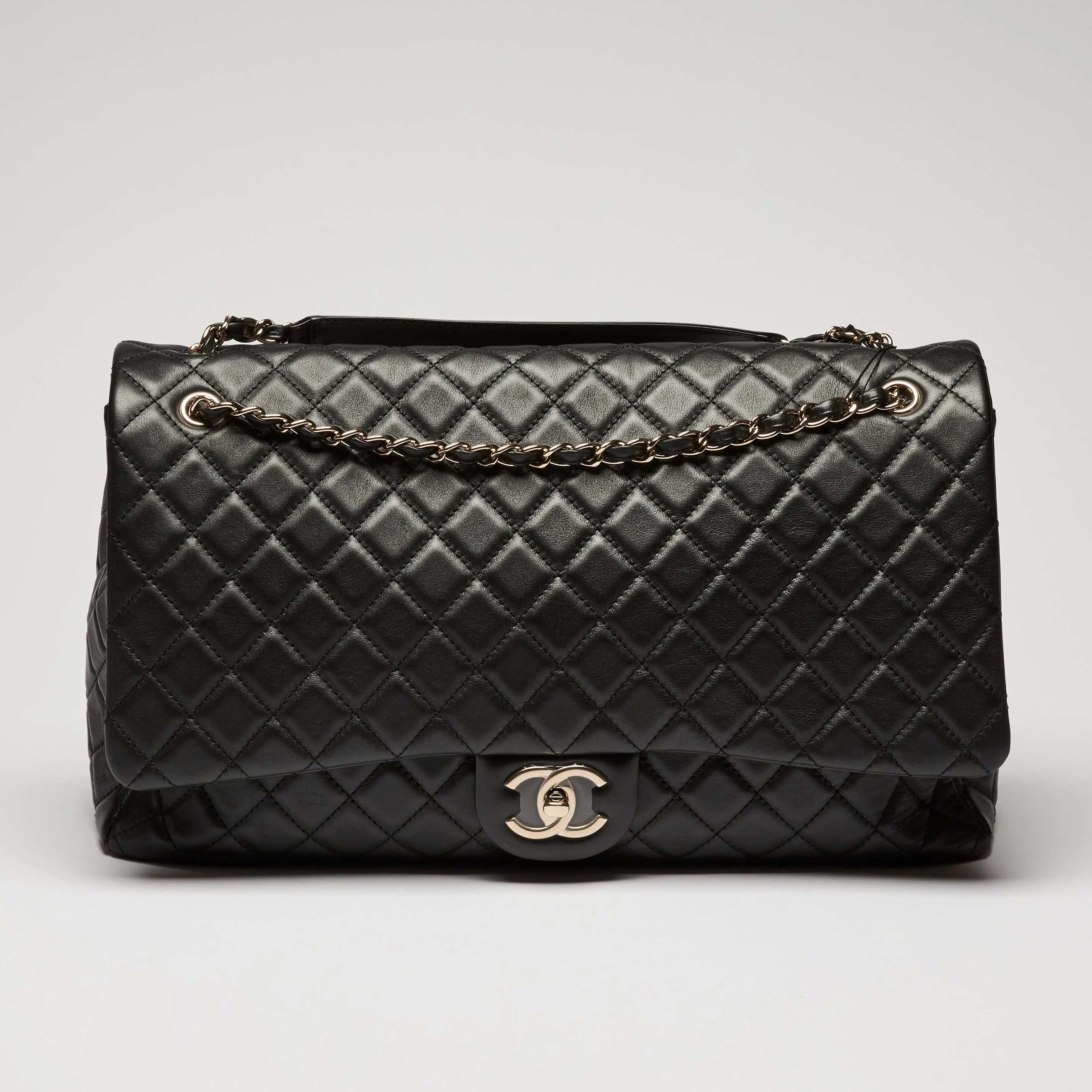 Pre-Loved Chanel™ Black Grained Leather XXL Flap Bag