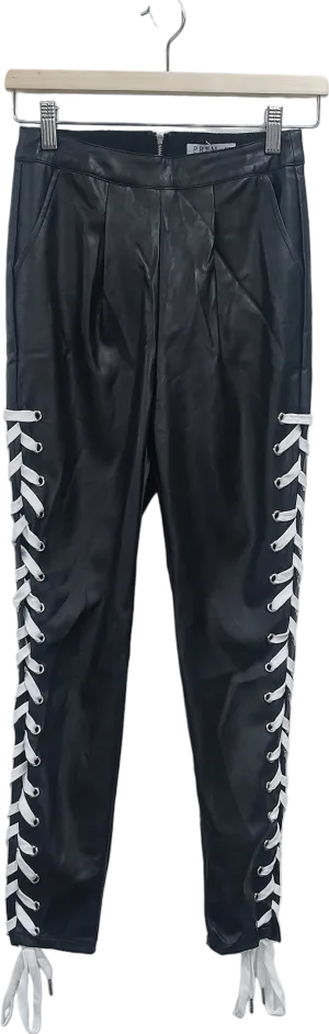 Prem by Premonition Black Laced Side Faux Leather Trousers UK 6