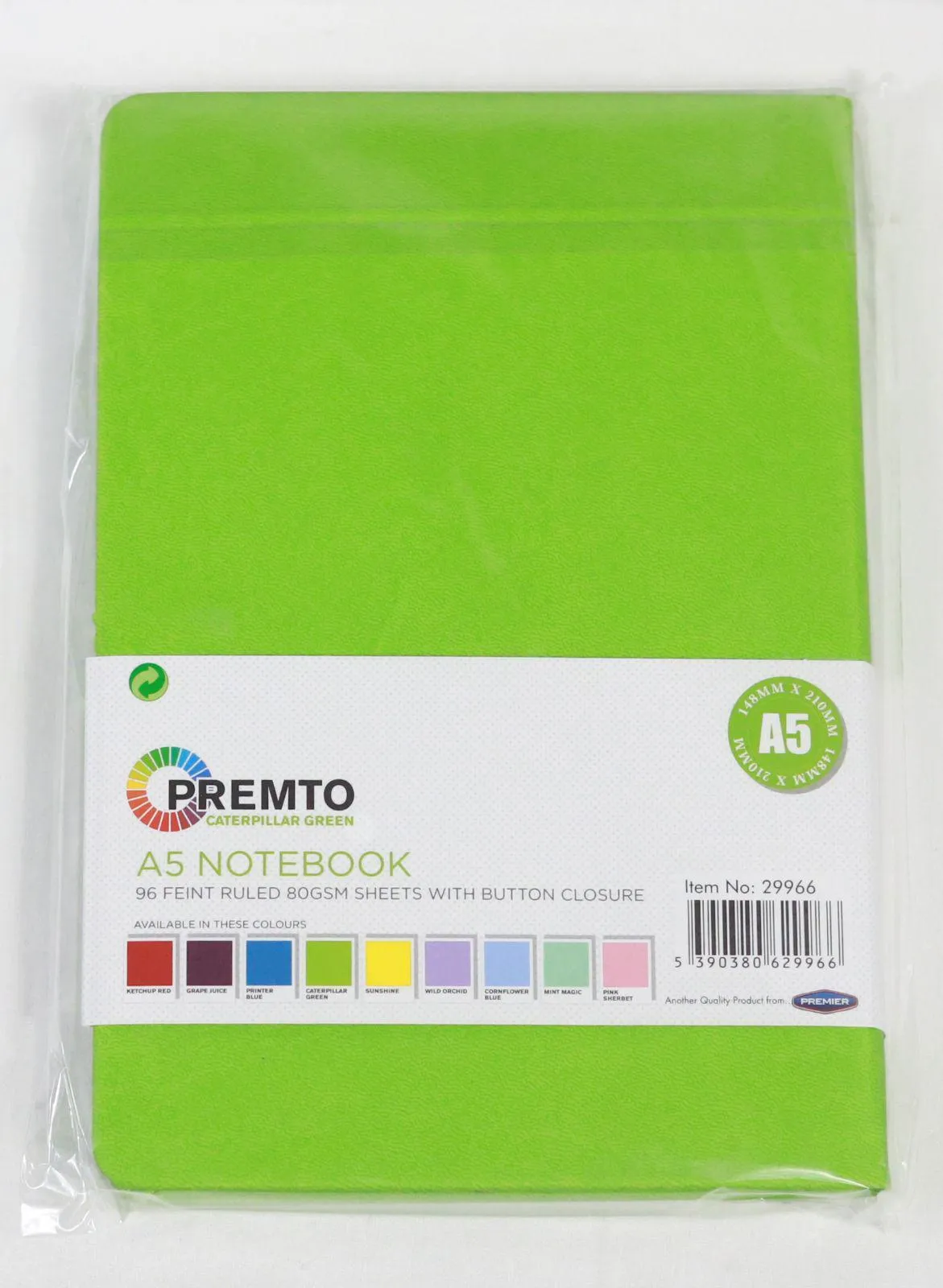 Premto - A5 192 Page Hardcover Pu Notebook With Elastic - Caterpillar Green