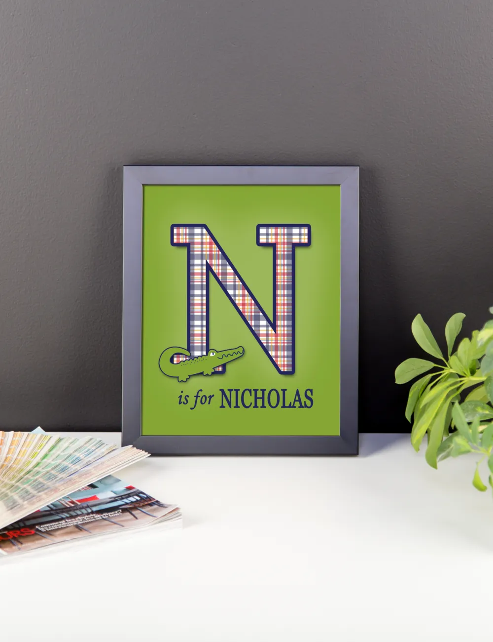 Preppy Alligator Name Nursery Wall Art