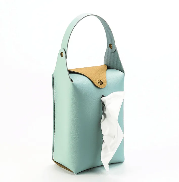 PU Leather Car-Carrying Living Room Tissue Cases Wipes Storage