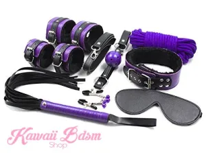 Purple & Black Premium 8 Pcs Bondage Kit