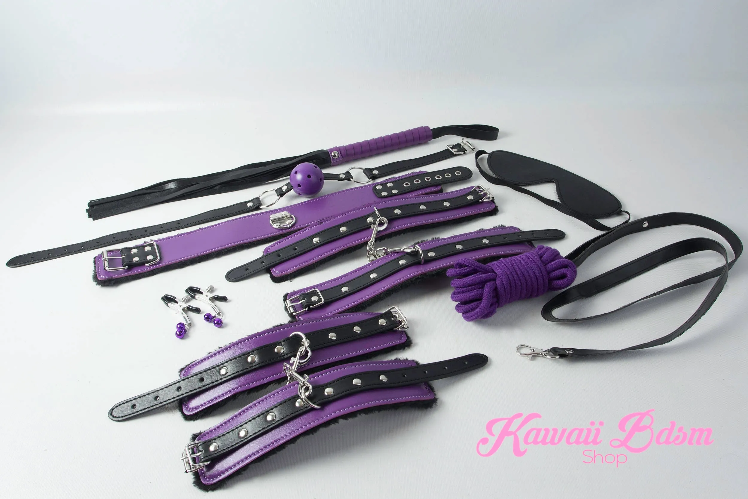 Purple & Black Premium 8 Pcs Bondage Kit