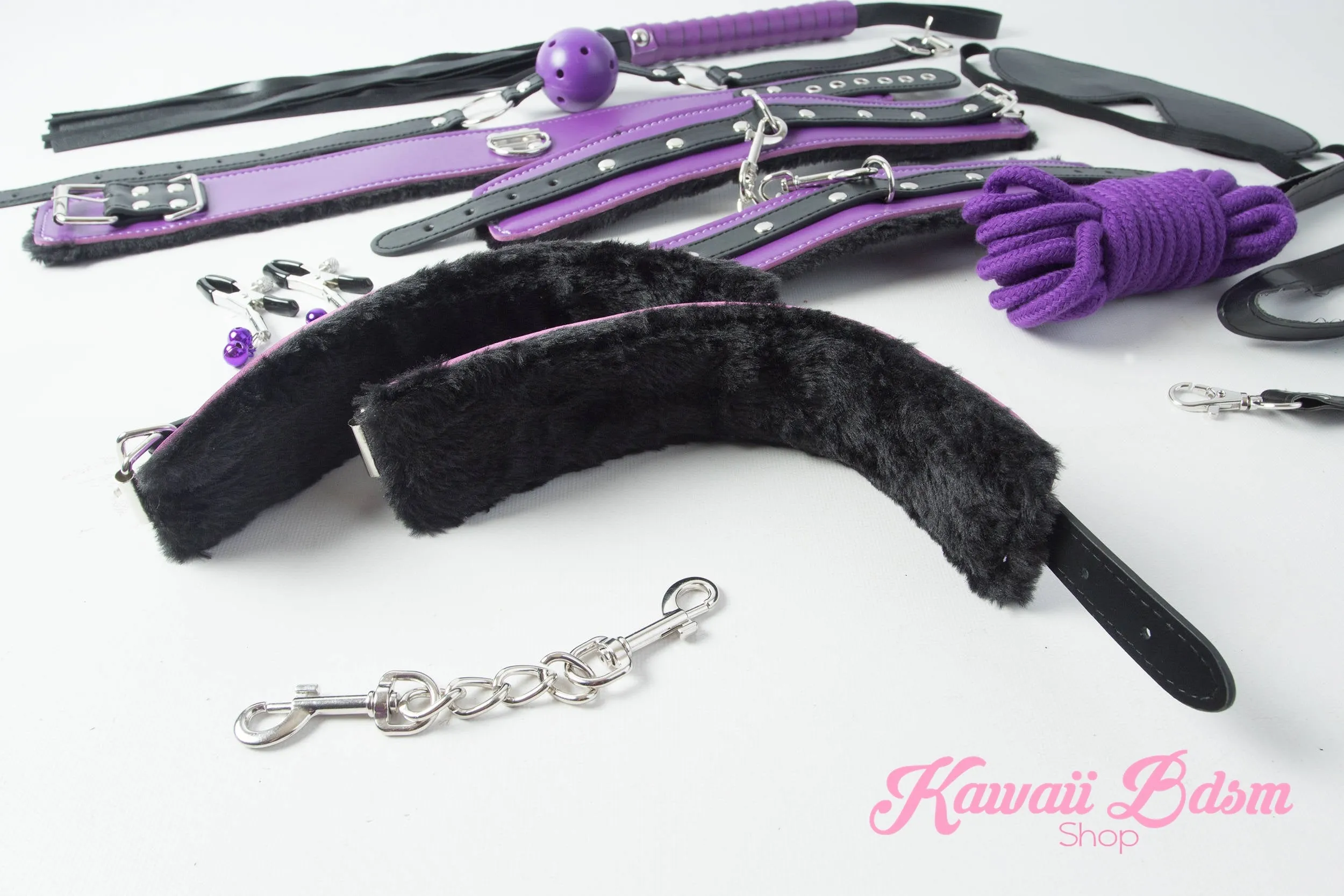 Purple & Black Premium 8 Pcs Bondage Kit