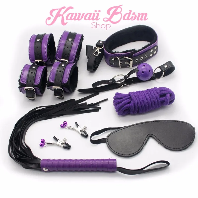 Purple & Black Premium 8 Pcs Bondage Kit
