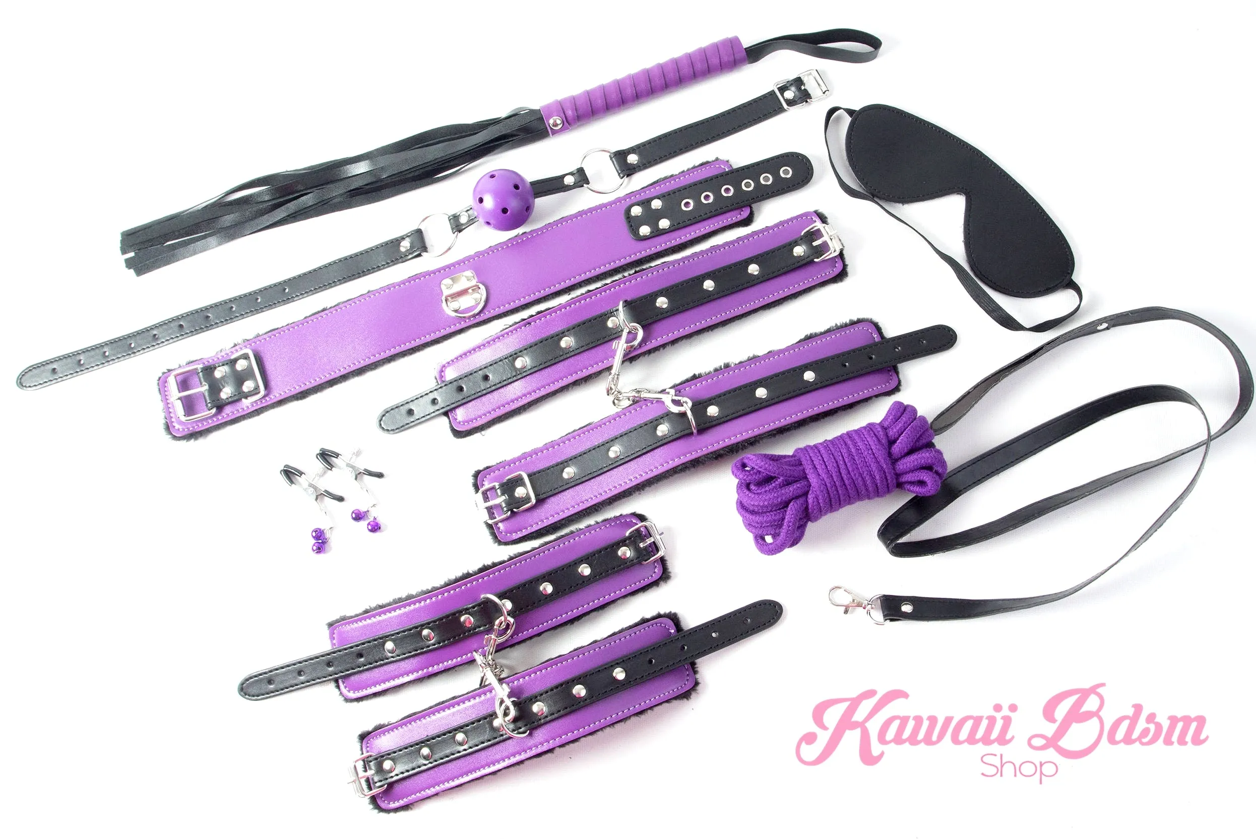 Purple & Black Premium 8 Pcs Bondage Kit