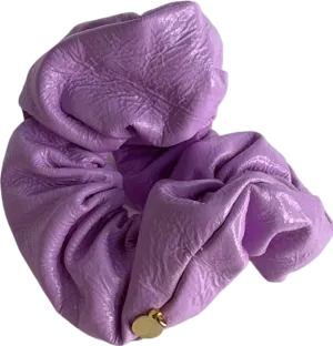 Purple Faux Leather Scrunchie