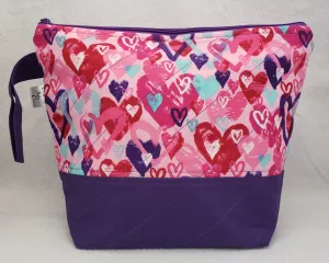 Purple Hearts - Project Bag - Medium