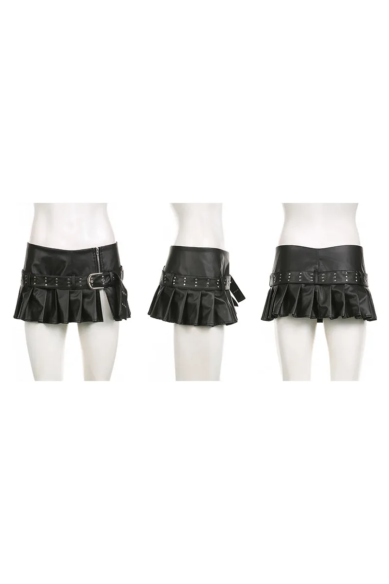 QH0301 Vegan Leather Mini Skirt