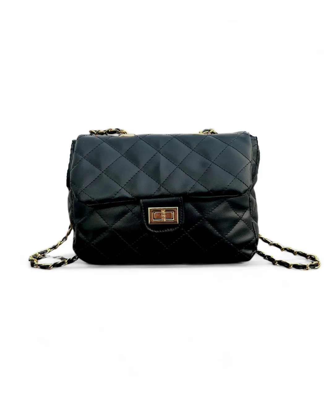 QUILTED ELEGANCE CROSSBODY BAG-BLACK
