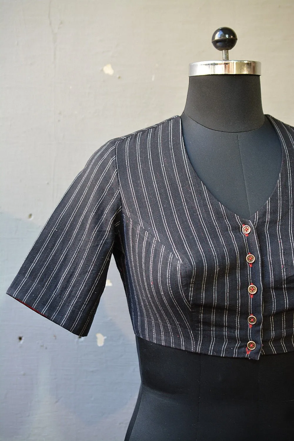 Quilted Khadi Blouse - Black