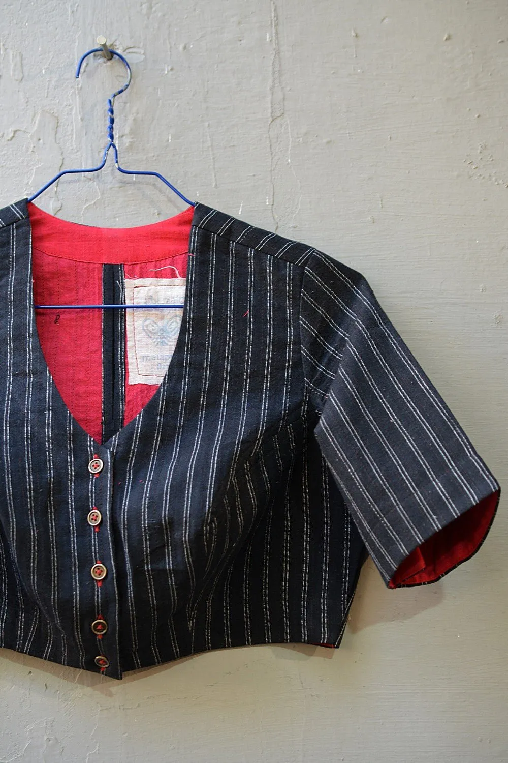Quilted Khadi Blouse - Black