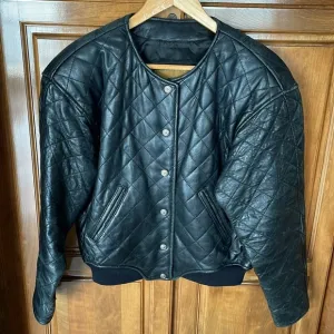 QUILTED LEATHER BOMBER JACKET