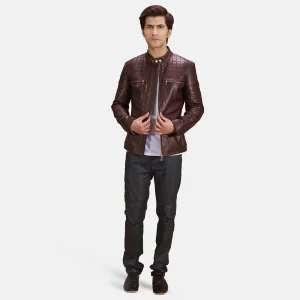 Quilted Regal Maroon Leather Biker's Jacket